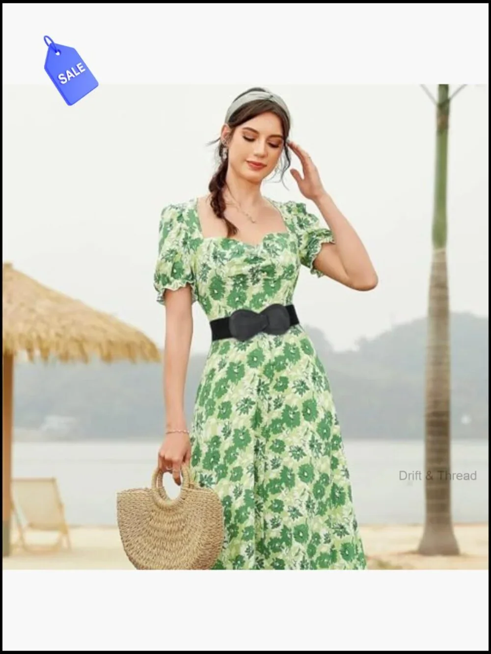 Wide Elastic Stretch Dress Belt with Interlock Leather Buckle
